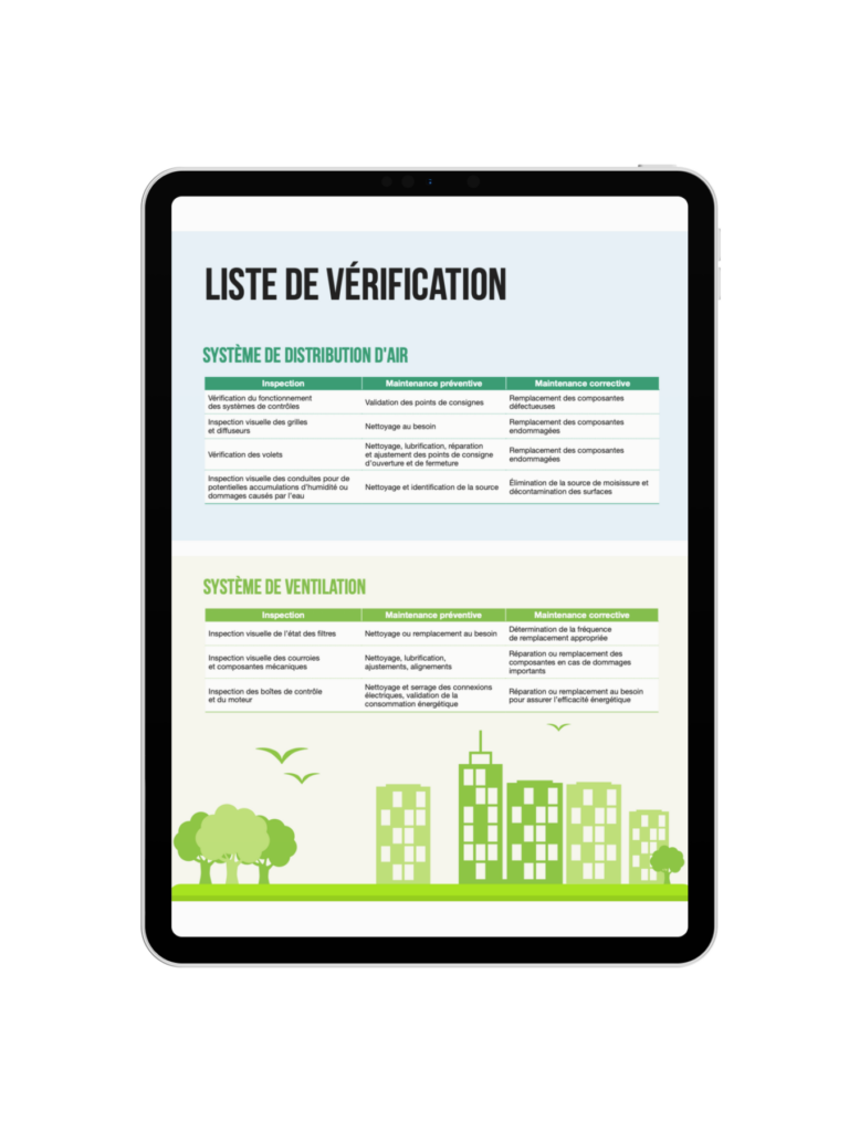 Liste de contrôle systèmes CVAC chaleur